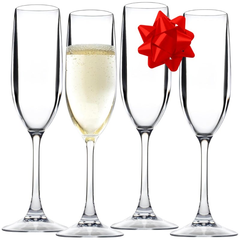 DECO D'Eco Unbreakable Tritan Champagne Flutes, 12 oz (Set of 4) - Shatterproof, Crystal-Clear, BPA-Free Glasses - Cocktail Glasses for Hosting Holiday & New Years Eve Parties - Xmas Must Have Gift Set - Image 1